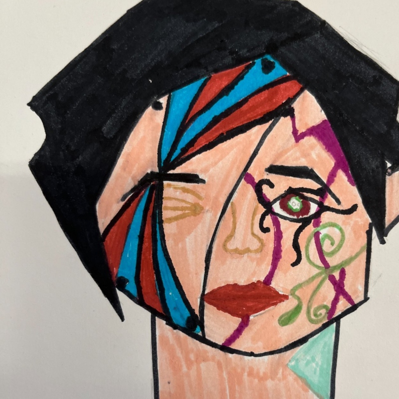 Abstrakcyjny portret- rysunek markerami