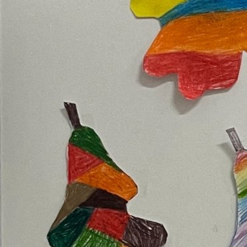 Galeria prac plastycznych- jesienne liście. Rysunek.