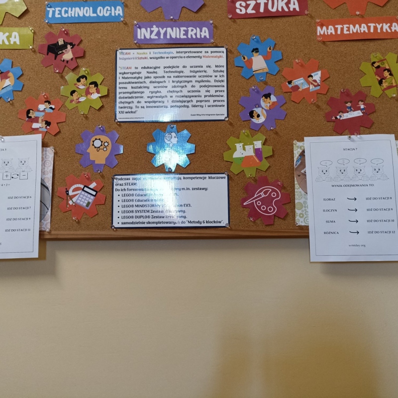 Stacje zadaniowe umieszczone na korytarzu