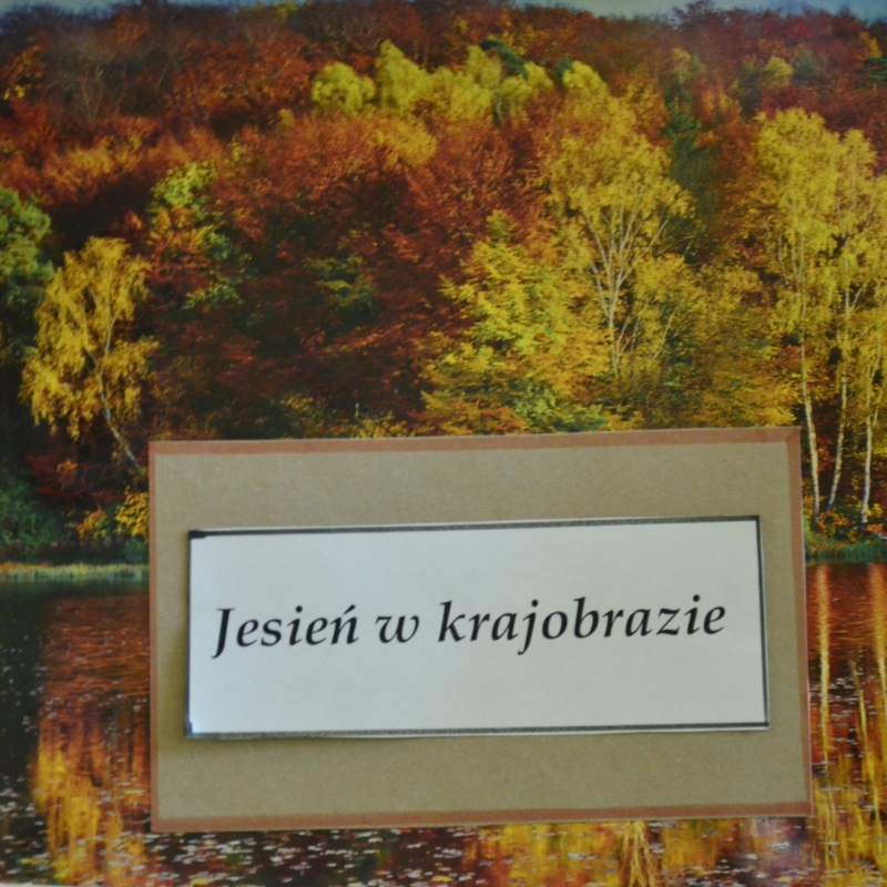 Plakat z napisem jesień w krajobrazie